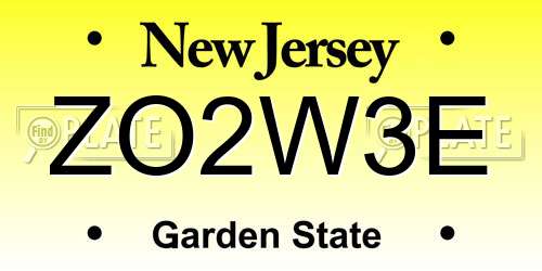 ZO2W3E New Jersey License Plate