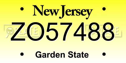 ZO57488 New Jersey License Plate
