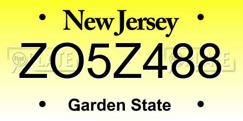 ZO5Z488 New Jersey License Plate