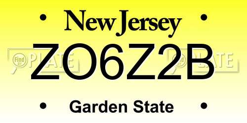 ZO6Z2B New Jersey License Plate