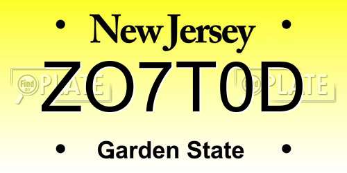 ZO7T0D New Jersey License Plate