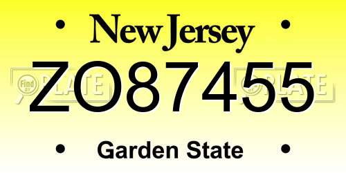 ZO87455 New Jersey License Plate