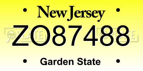 ZO87488 New Jersey License Plate