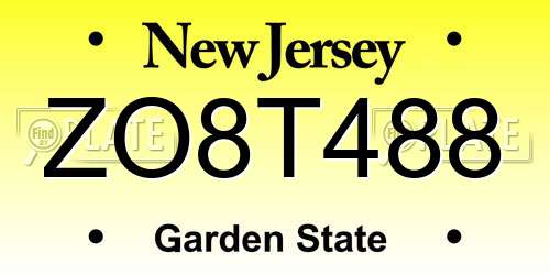ZO8T488 New Jersey License Plate