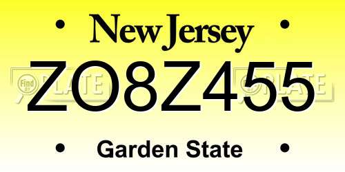 ZO8Z455 New Jersey License Plate