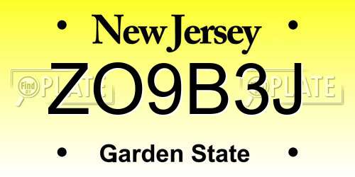 ZO9B3J New Jersey License Plate