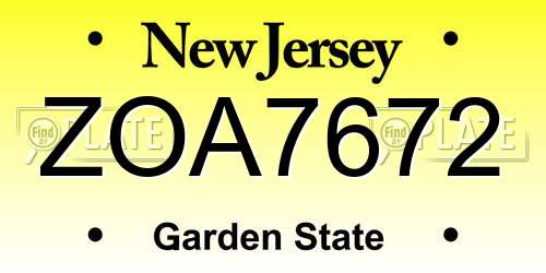 ZOA7672 New Jersey License Plate
