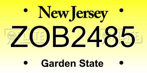 ZOB2485 New Jersey License Plate