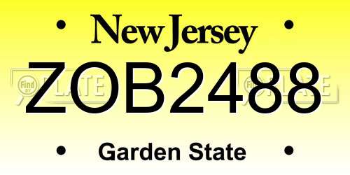 ZOB2488 New Jersey License Plate