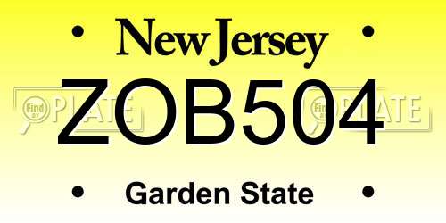ZOB504 New Jersey License Plate