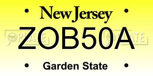 ZOB50A New Jersey License Plate
