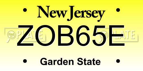 ZOB65E New Jersey License Plate