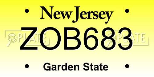 ZOB683 New Jersey License Plate