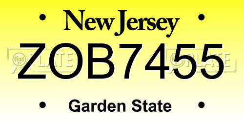 ZOB7455 New Jersey License Plate