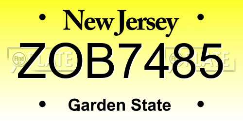 ZOB7485 New Jersey License Plate