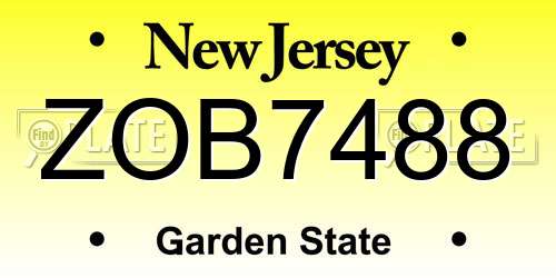 ZOB7488 New Jersey License Plate
