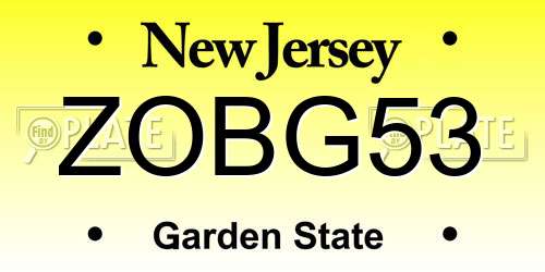 ZOBG53 New Jersey License Plate