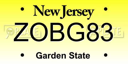 ZOBG83 New Jersey License Plate