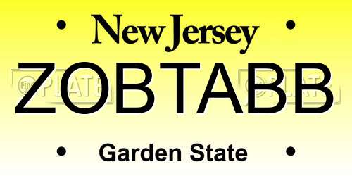 ZOBTABB New Jersey License Plate