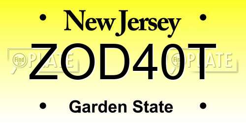 ZOD40T New Jersey License Plate