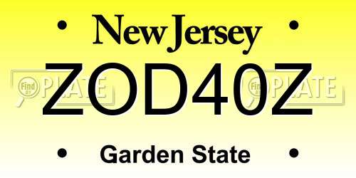 ZOD40Z New Jersey License Plate
