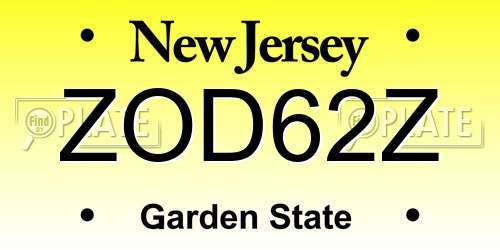 ZOD62Z New Jersey License Plate