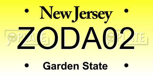 ZODA02 New Jersey License Plate