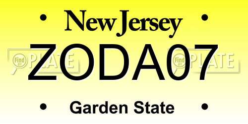ZODA07 New Jersey License Plate