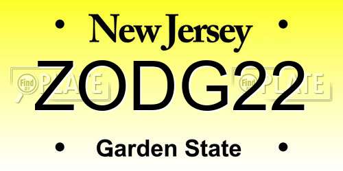 ZODG22 New Jersey License Plate