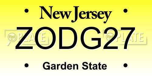 ZODG27 New Jersey License Plate