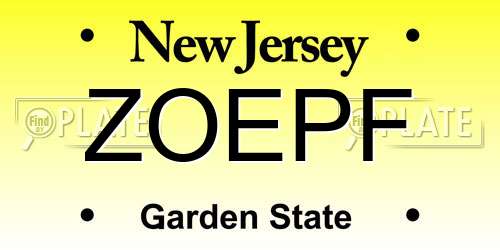 ZOEPF New Jersey License Plate