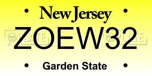 ZOEW32 New Jersey License Plate