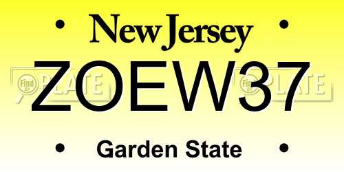 ZOEW37 New Jersey License Plate