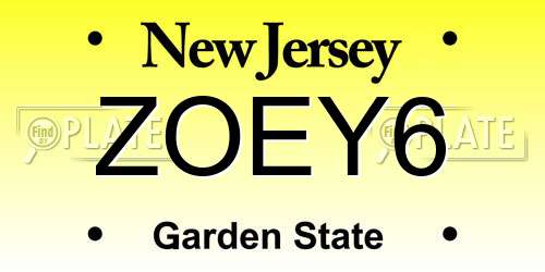 ZOEY6 New Jersey License Plate