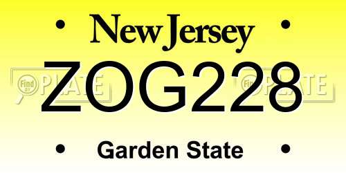 ZOG228 New Jersey License Plate
