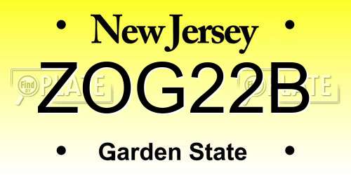 ZOG22B New Jersey License Plate