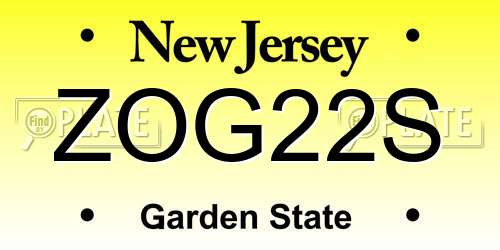 ZOG22S New Jersey License Plate