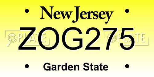 ZOG275 New Jersey License Plate