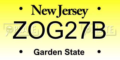 ZOG27B New Jersey License Plate