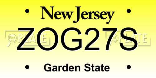 ZOG27S New Jersey License Plate