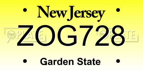 ZOG728 New Jersey License Plate