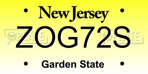 ZOG72S New Jersey License Plate