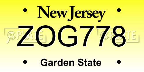 ZOG778 New Jersey License Plate