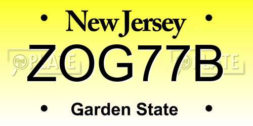 ZOG77B New Jersey License Plate