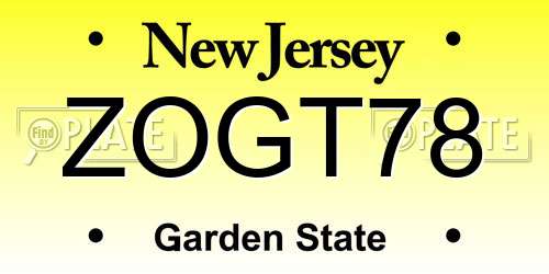 ZOGT78 New Jersey License Plate
