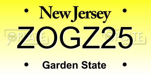 ZOGZ25 New Jersey License Plate