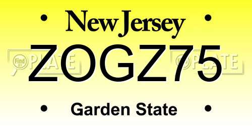 ZOGZ75 New Jersey License Plate