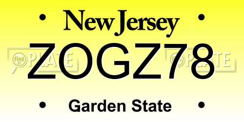 ZOGZ78 New Jersey License Plate