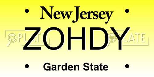 ZOHDY New Jersey License Plate