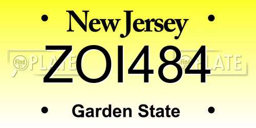 ZOI484 New Jersey License Plate